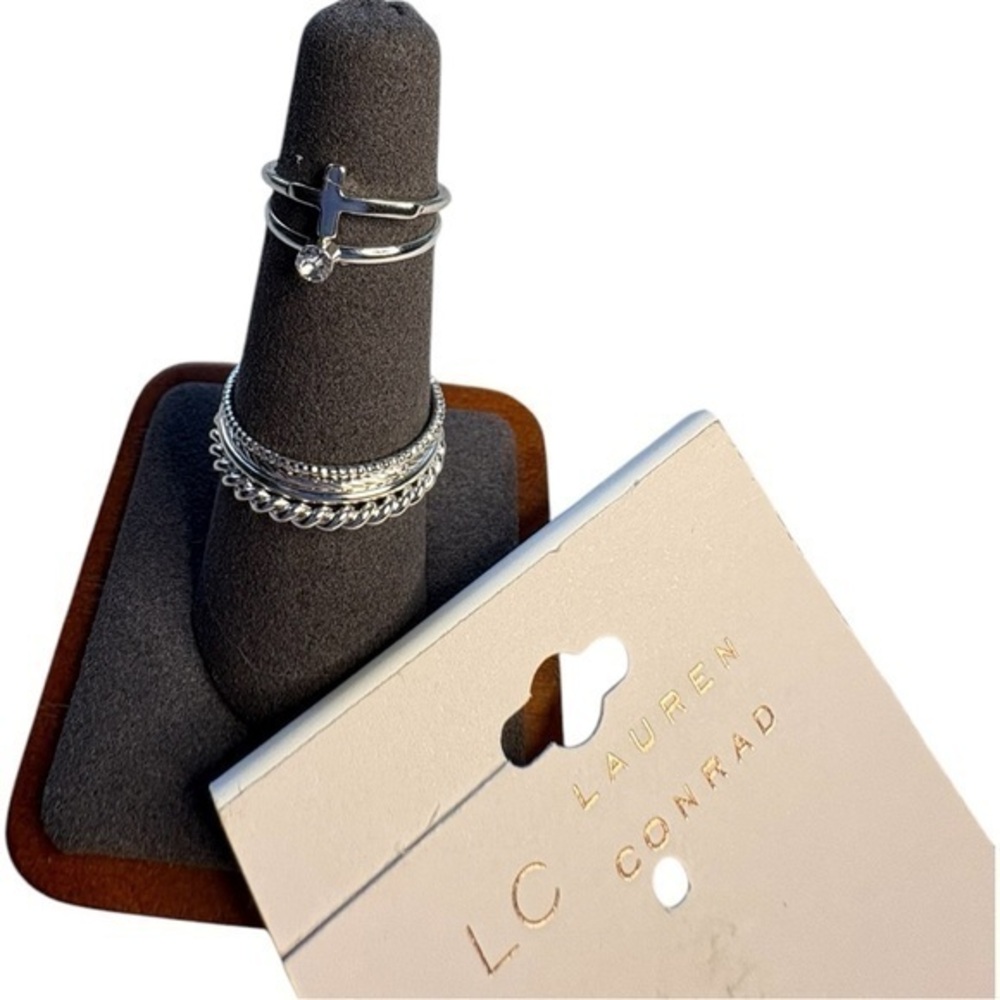 3/$25 LC Lauren Conrad 6 piece Silver Ring Set sz 3.5 & 9